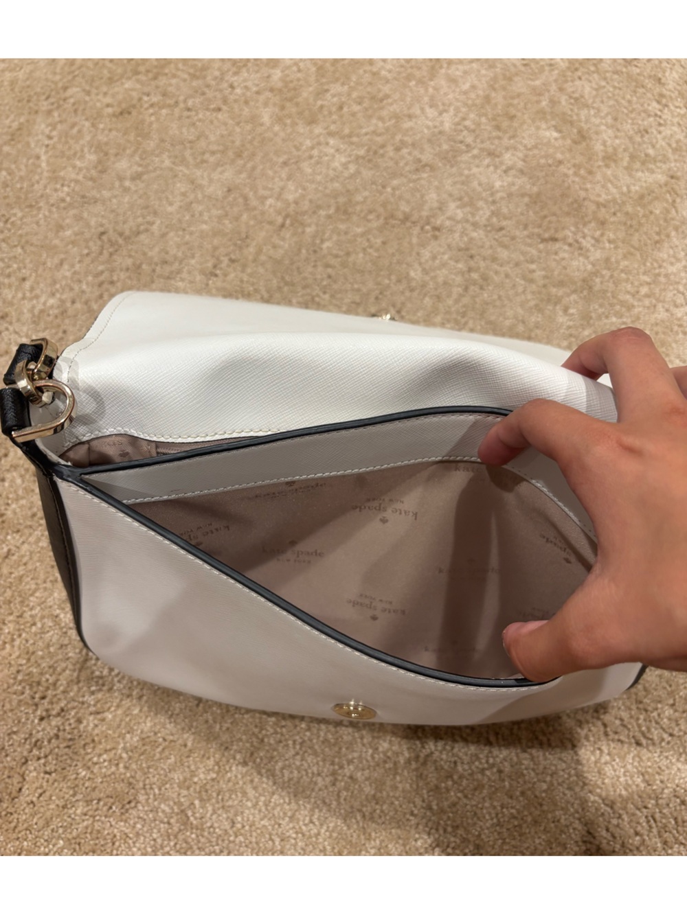 kate spade Beige and White Flap Shoulder Bag - Picture 3 of 8